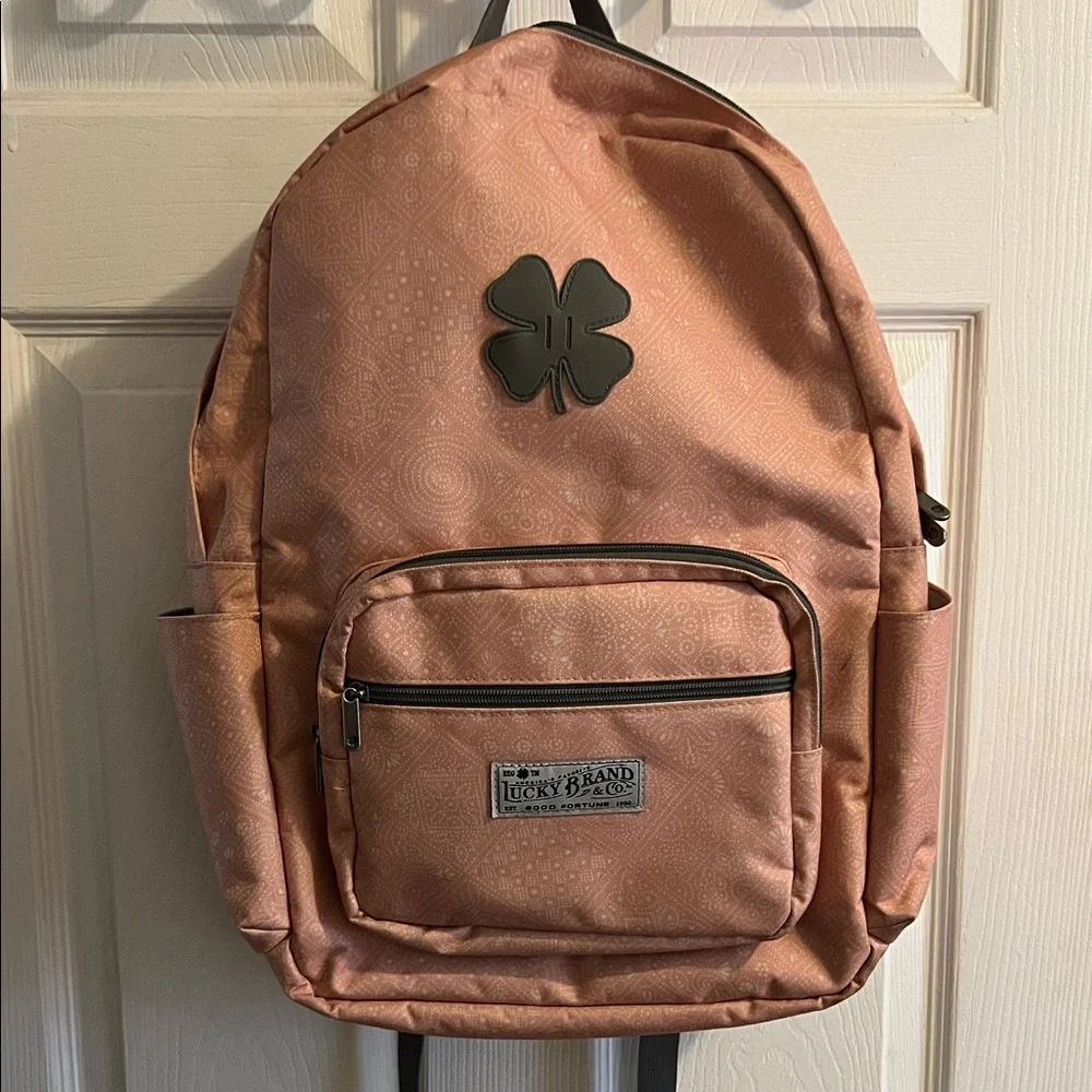 Lucky Brand Coral Backpack with Clover Patch - Picture 1 of 7